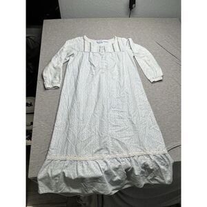 VTG Ashley Taylor‎ Sleepwear Women's Blue/White Cottage/Prairie Nightgown Size S